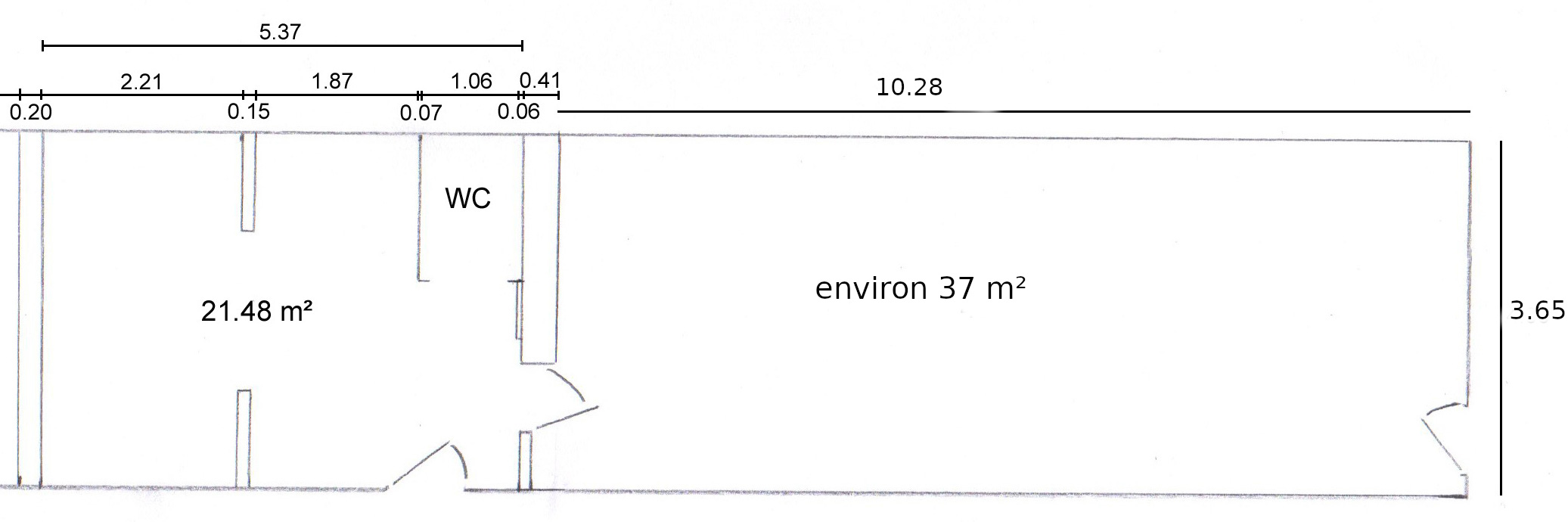 Plan du local 58 m²
